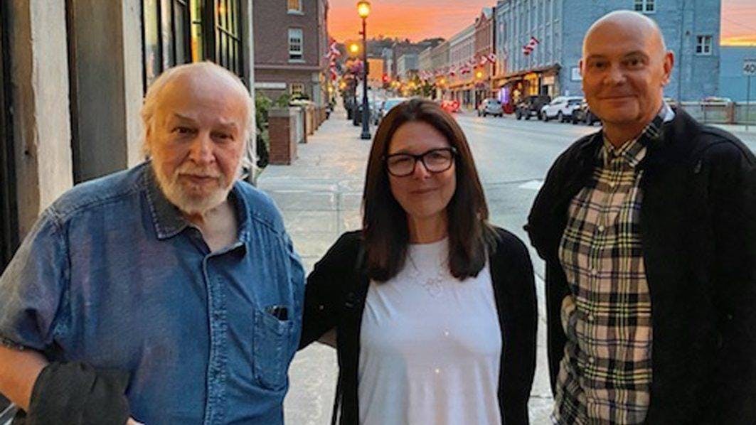 <p>Following the trail from Port Hope (From left) Bernie Finkelstein, Michèle Hozer, and Dave Hatch in Port Hope for the CBC documentary Atomic Reaction, a Prince Edward County production.   (Submitted Photo)</p>
