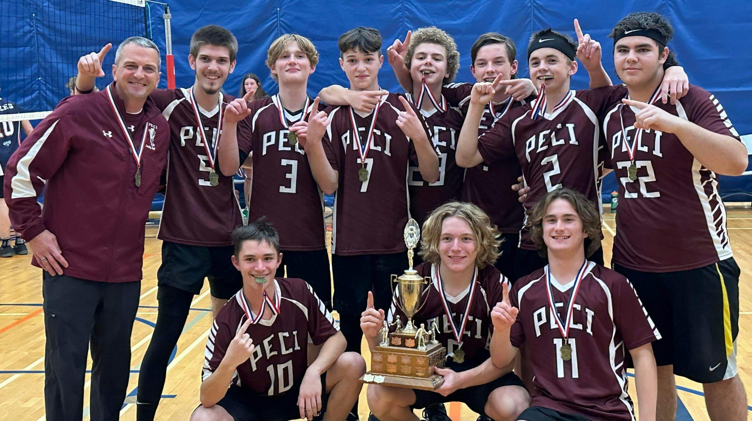 <p>The 2023 Bay of Quinte Jr. Boys Volleyball champions from PECI. were recognized during the athletic awards ceremony. (Jason Parks/Gazette Staff)</p>
