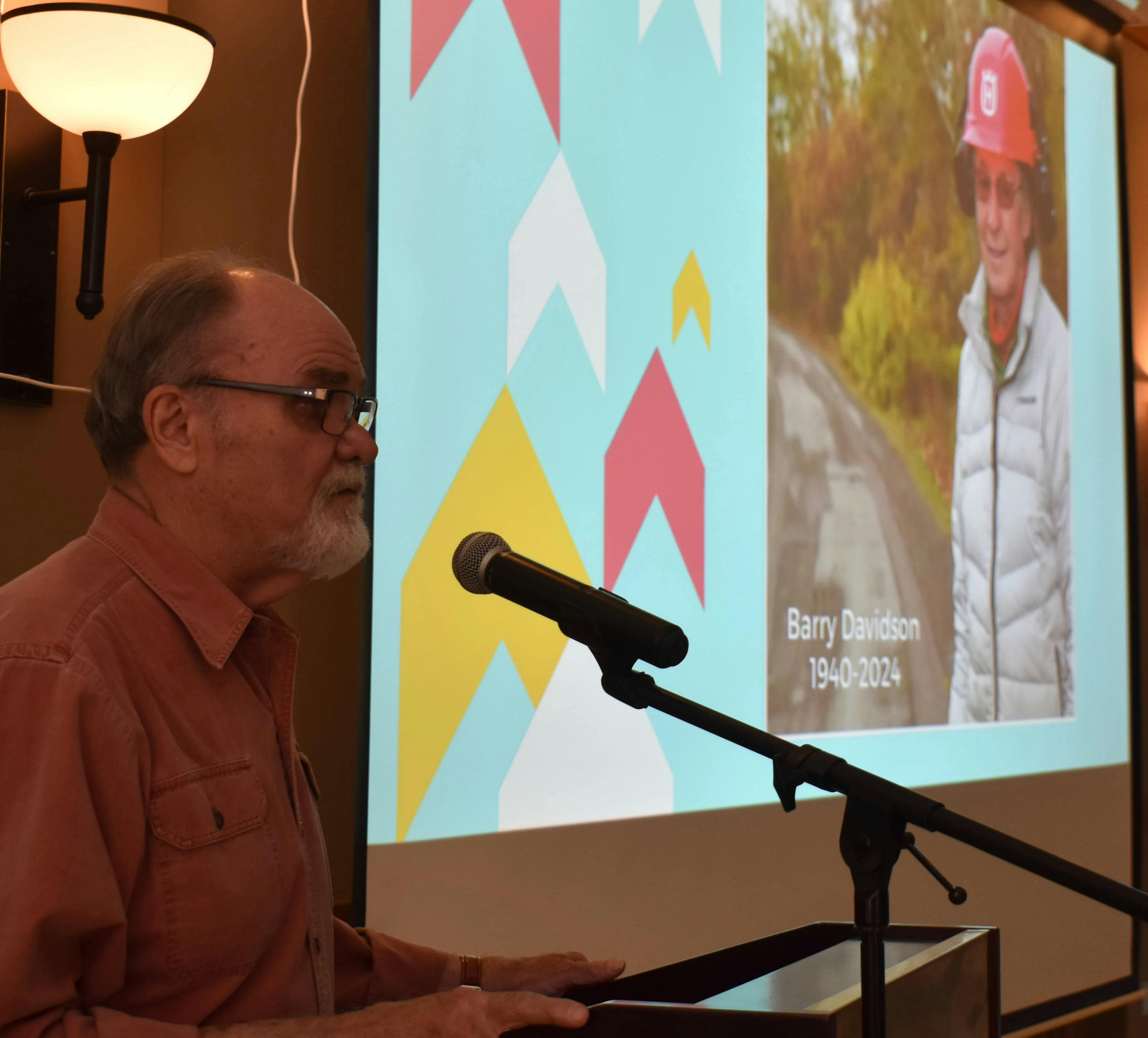 <p>The Legacy of Barry Davidson was honoured at a Millennium Trail celebration event May 2. PEC Trails Committee member Pat Maloney called Mr. Davidson the &#8220;Heart and soul&#8221; of the trail. (Jason Parks/Gazette Staff)</p>
