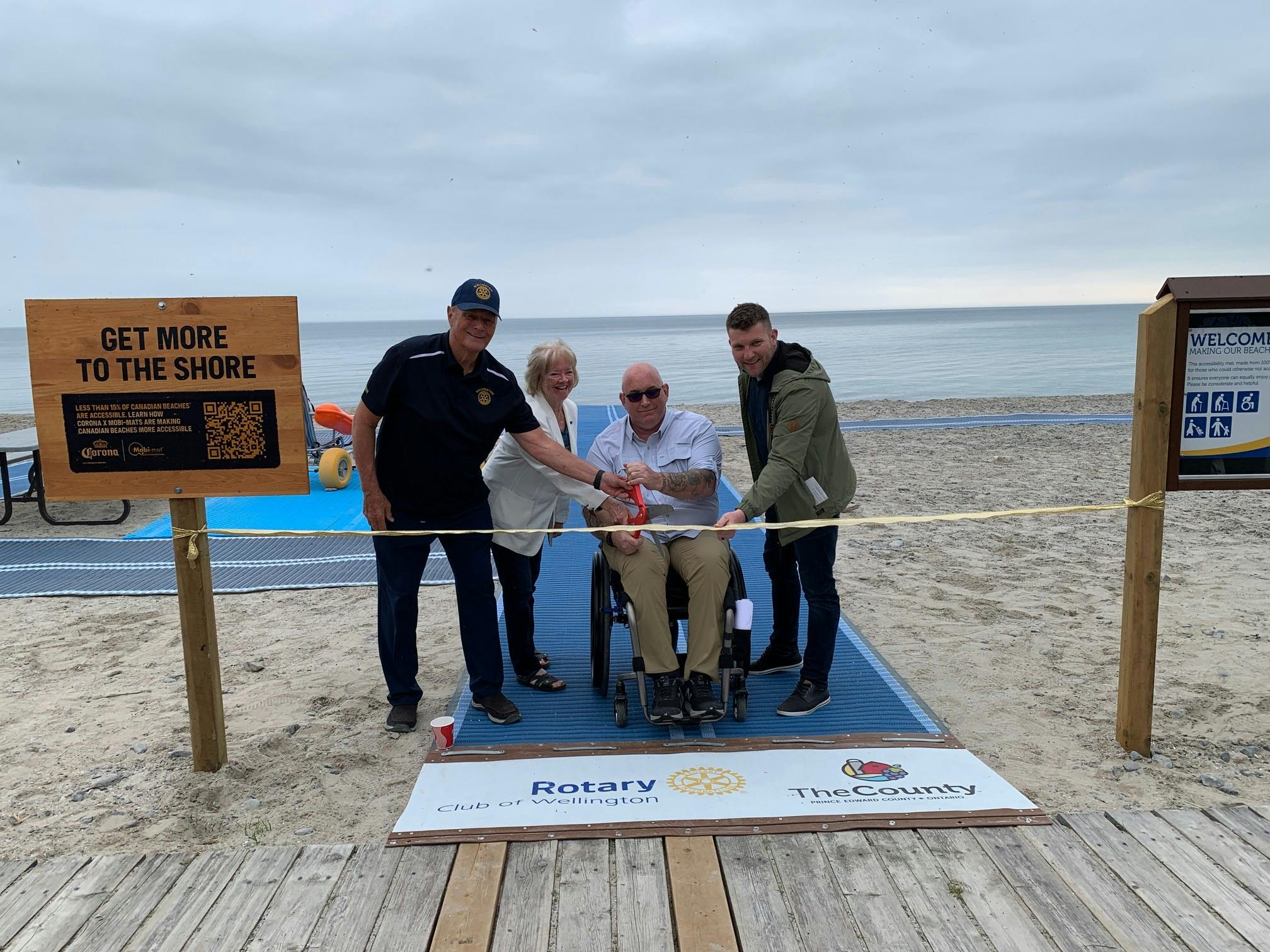 <p>Left to right: Ken Robertson, past president of Wellington Rotary, Irene Harris, chair of the Accessibility Advisory Committee, Wade Watts, and Corey Engelsdorfer, councillor for Wellington (Photo supplied)</p>
