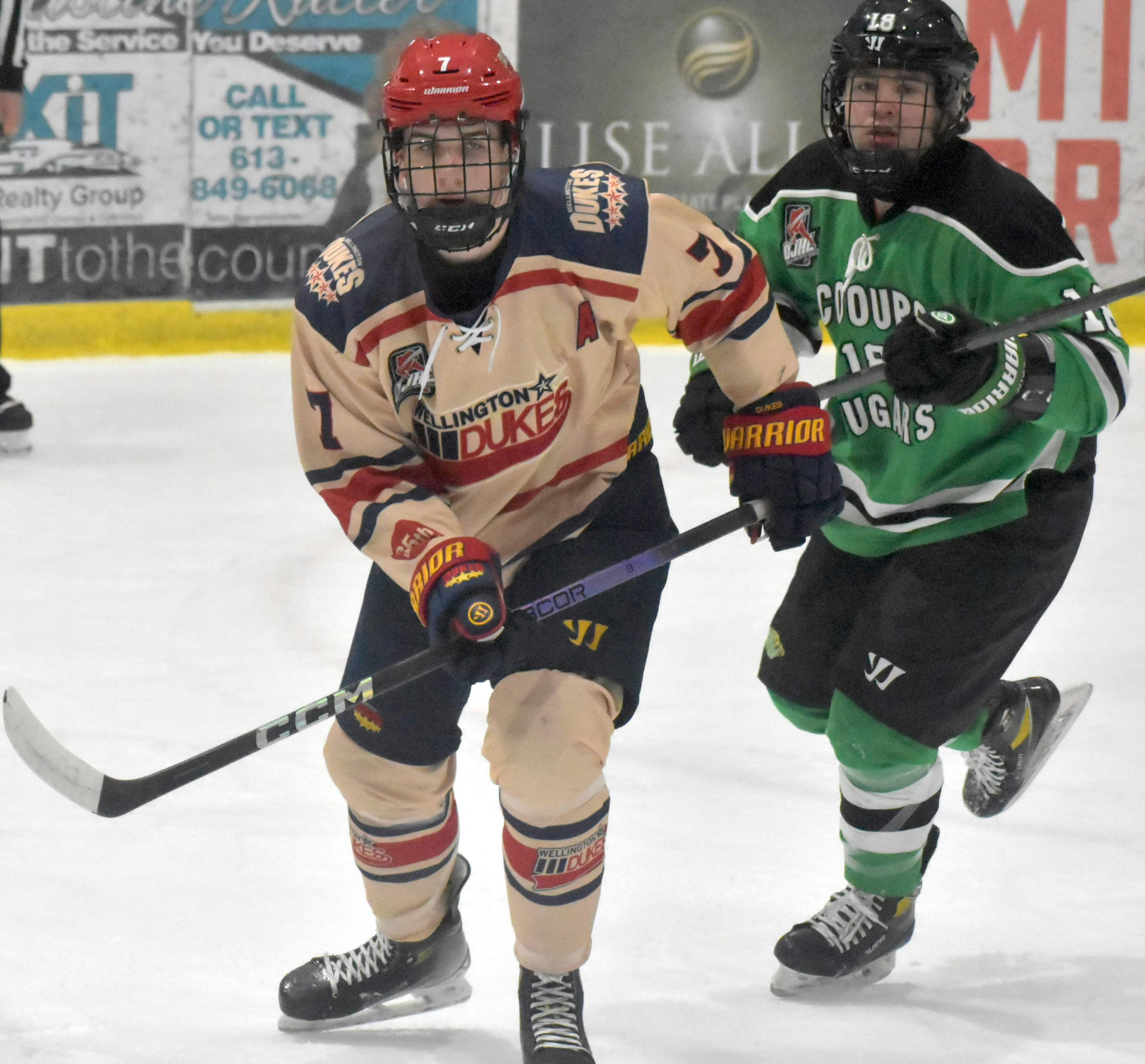 <p>Wellington&#8217;s Connor Hunt had a goal and an assist in a 4-2 win over visiting Cobourg Sunday. (Jason Parks/Gazette Staff)</p>

