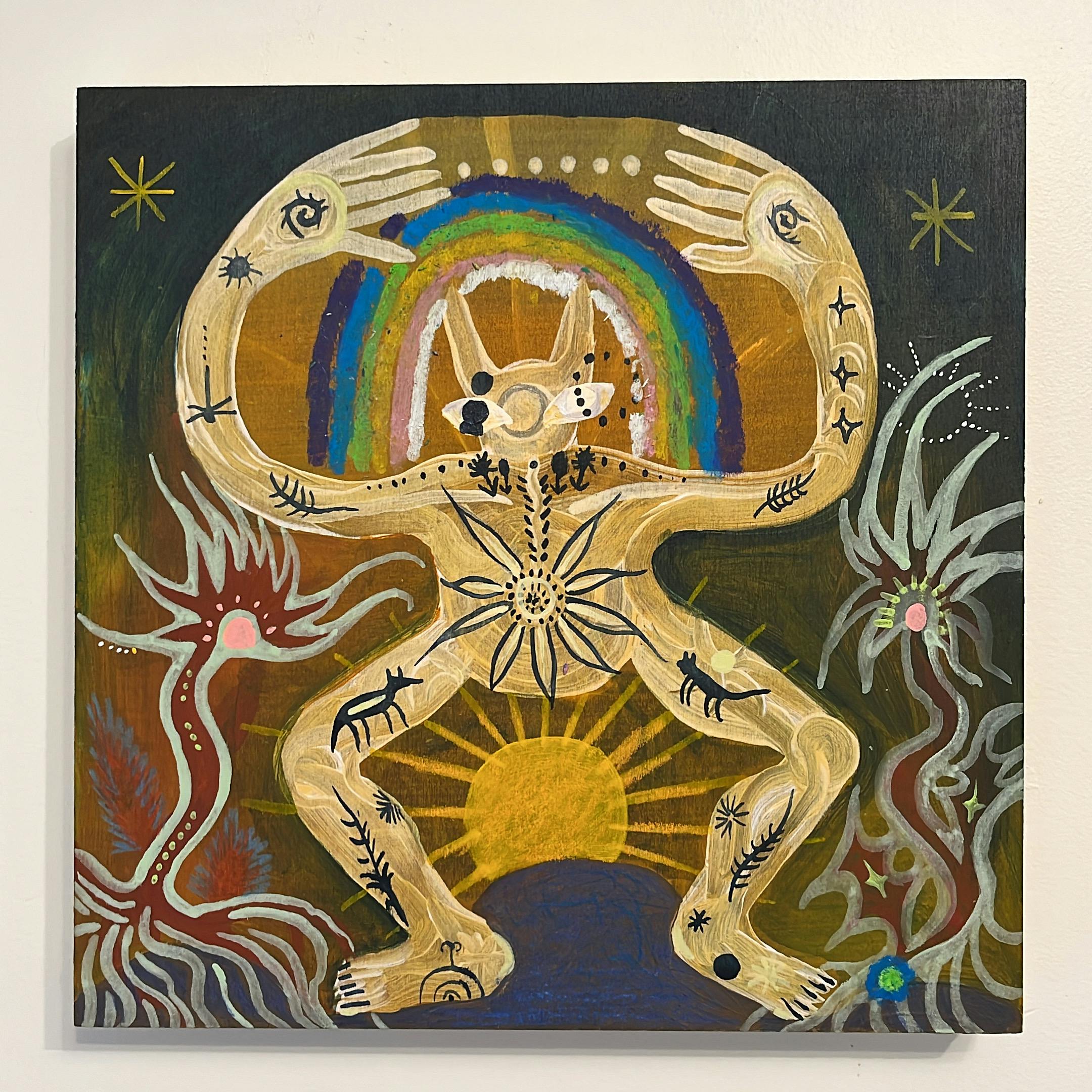 <p>Celebrating Black<br />
History Month with<br />
local artist Kaya Joan.<br />
They Carry the<br />
Universe. 2023.<br />
Acrylic paint, oil<br />
pastel, ink on wood.<br />
(Photo by Kaya Joan)</p>
