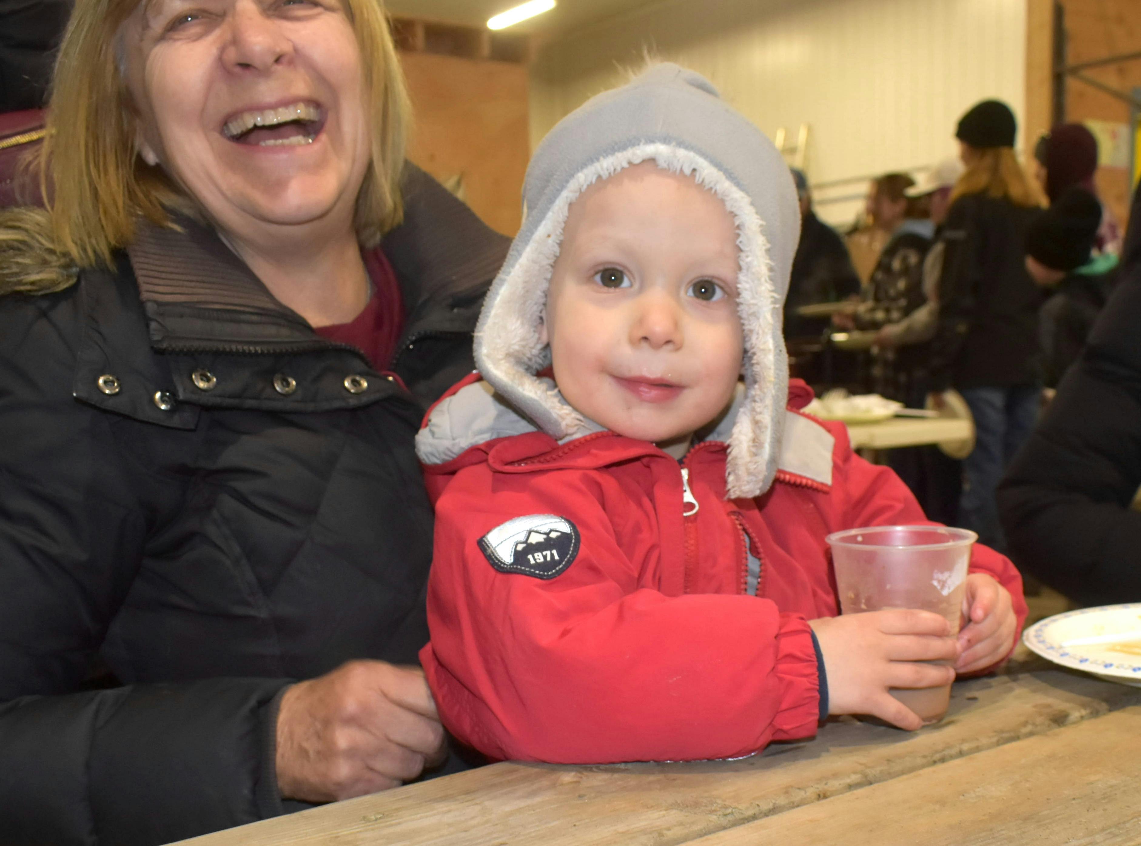 <p>Jacob Menzies couldn&#8217;t help but smile after a pancake breakfast at LOHA Farms on Saturday. (Jason Parks/Gazette Staff)</p>
